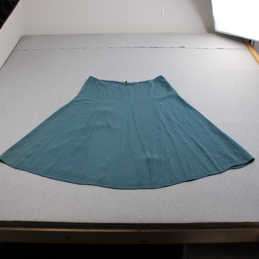 Eileen Fisher Skirt Women Large Blue Silk Blend Midi Career Classic Coastal Boho